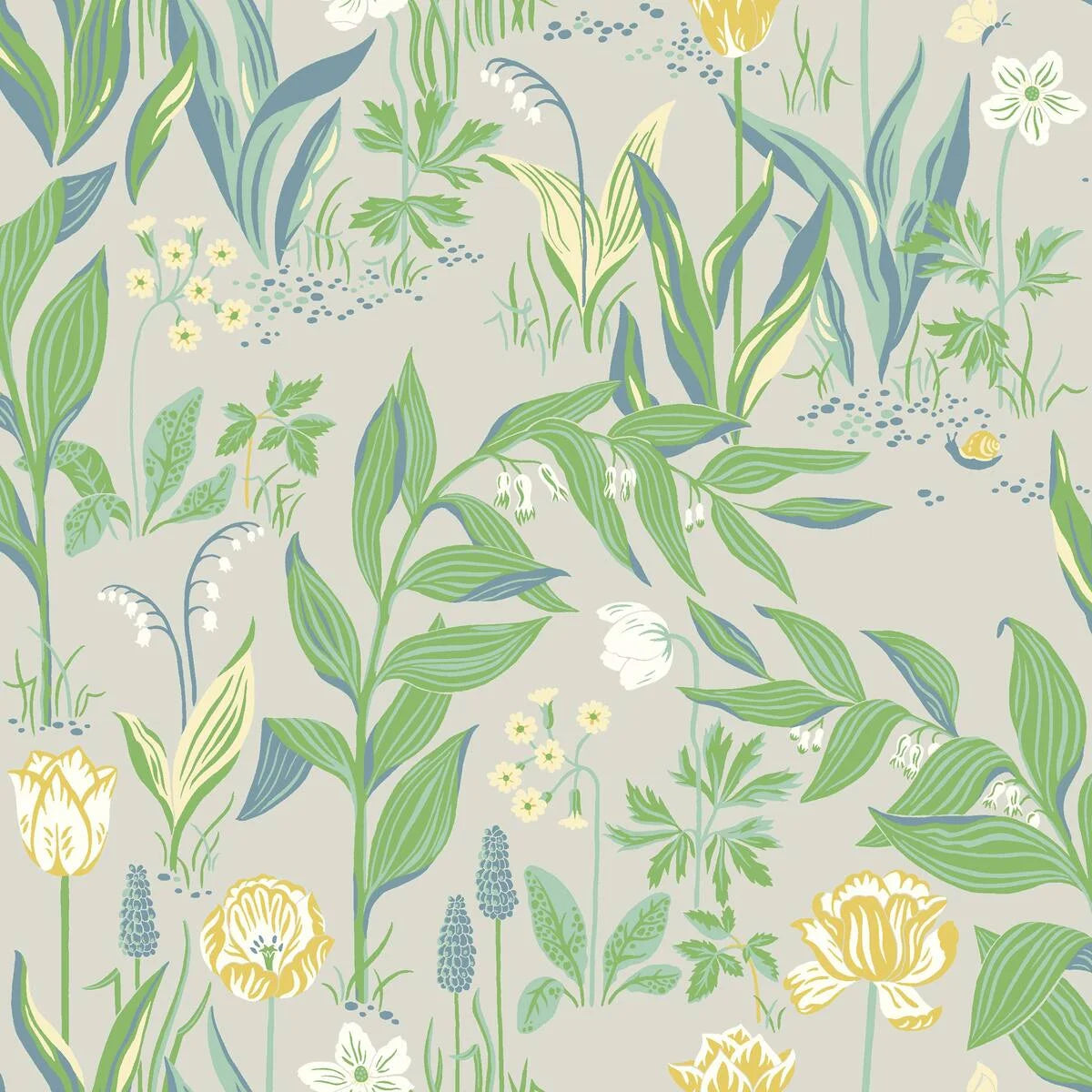 Tapete mit floralem Muster SPRING GARDEN beige mit grün