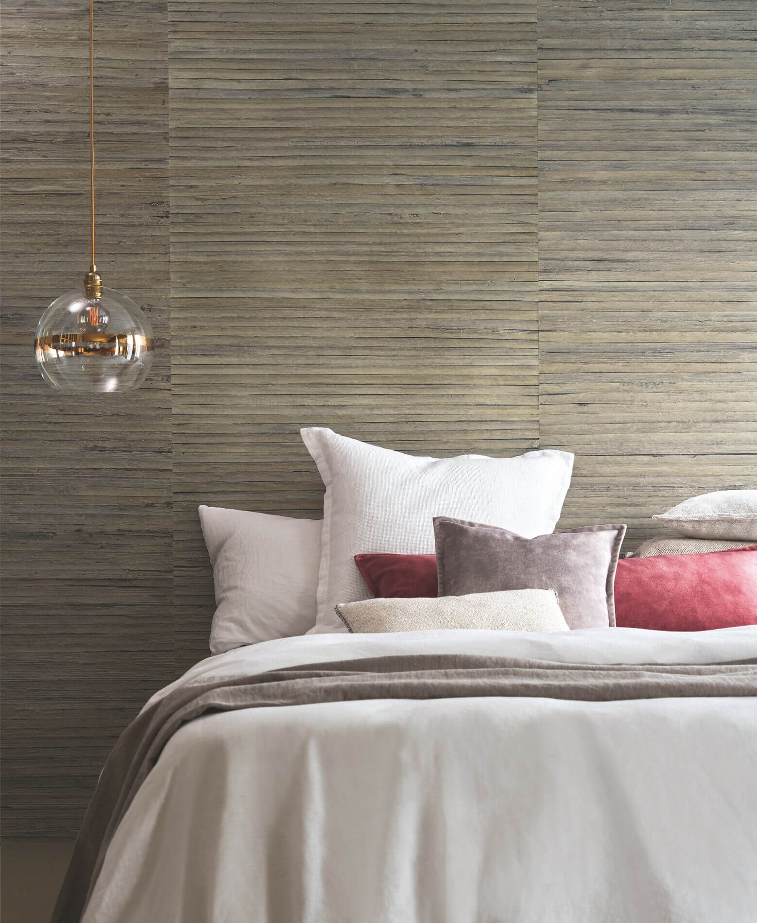 Natural structural wallpaper made from palm leaves BURI - STRAW