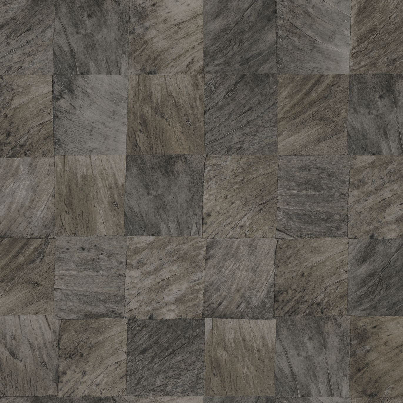 Structural wallpaper with a geometric wood-like pattern ABALE - NOIR dark brown