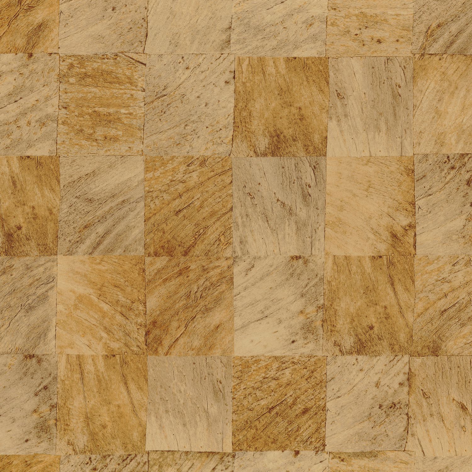 Strukturierte Tapete mit geometrischem Muster, die Holz imitiert ABALE - OCRE goldgelb