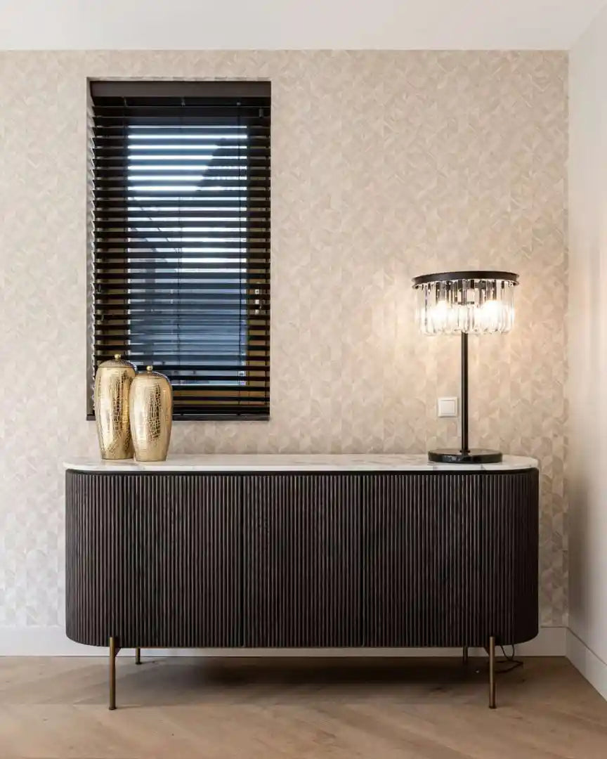 BARKLEY chest of drawers brown with a gold base