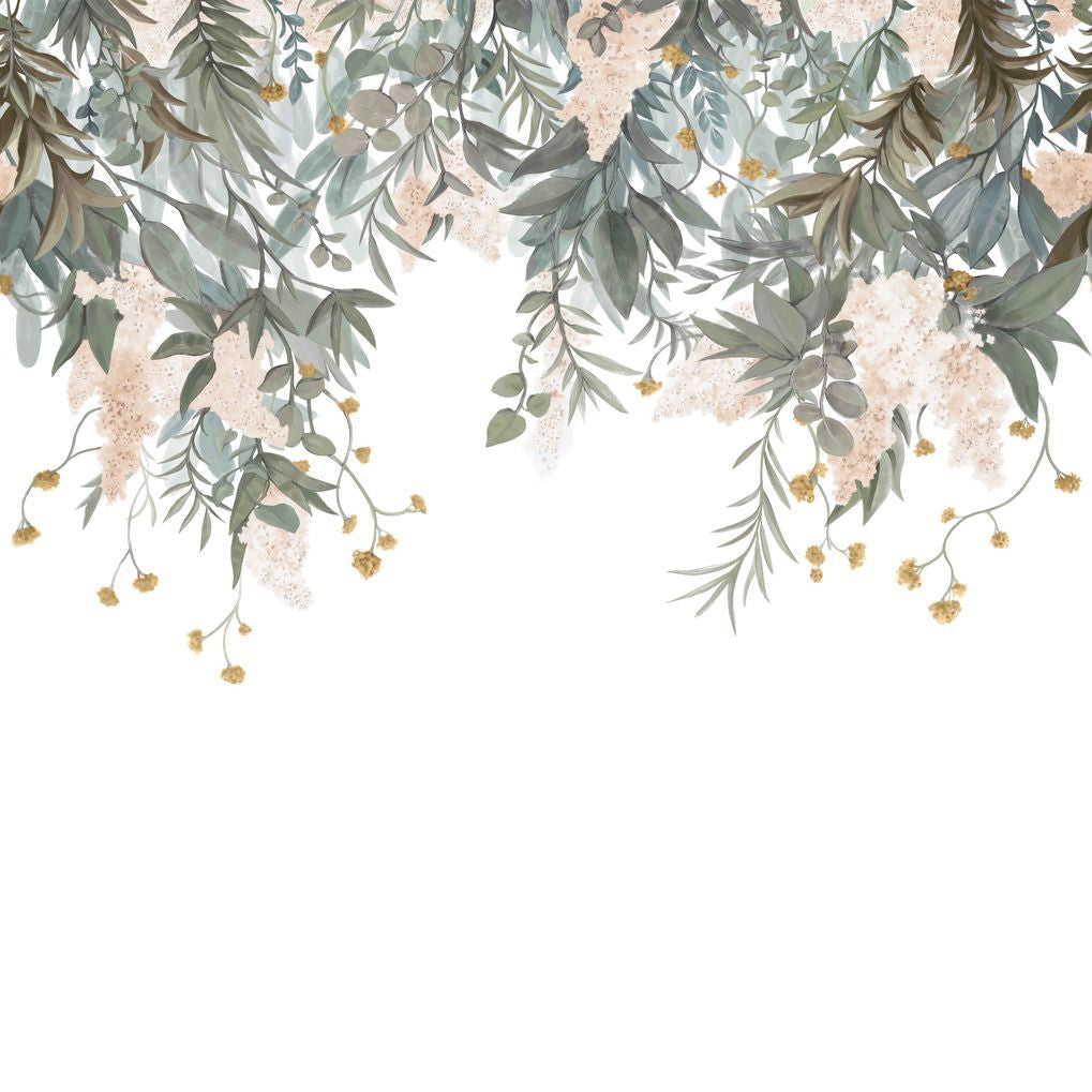 Wandbild mit pflanzlichem Motiv von WISTERIA in Grün und Beige