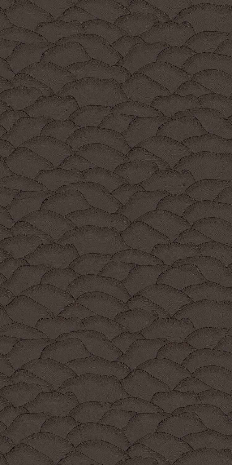 Structural wallpaper imitating fabric with an abstract wave pattern ONDULA ébène