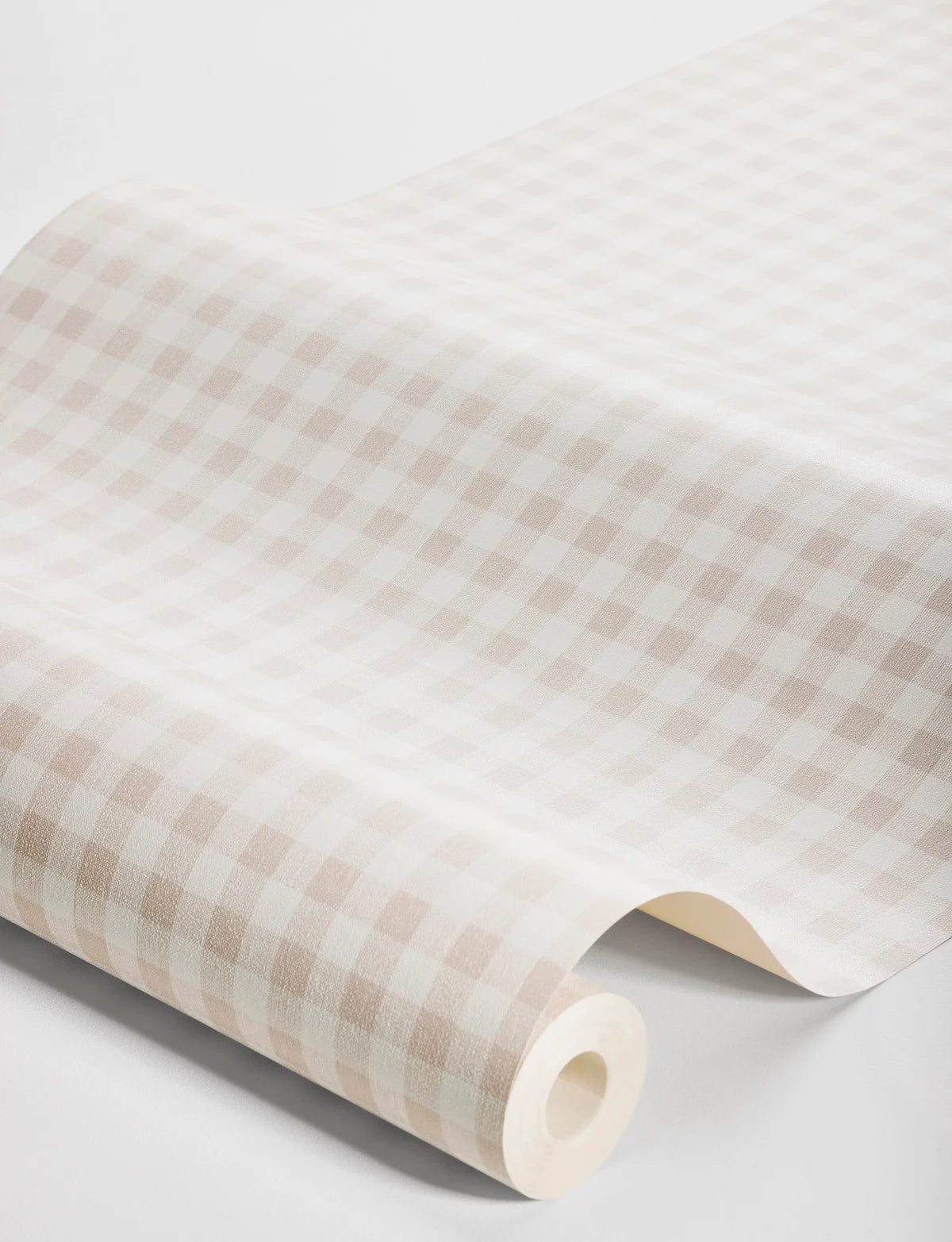 Structural wallpaper imitating linen in a pink and white checkered pattern - PICNIC CHECK