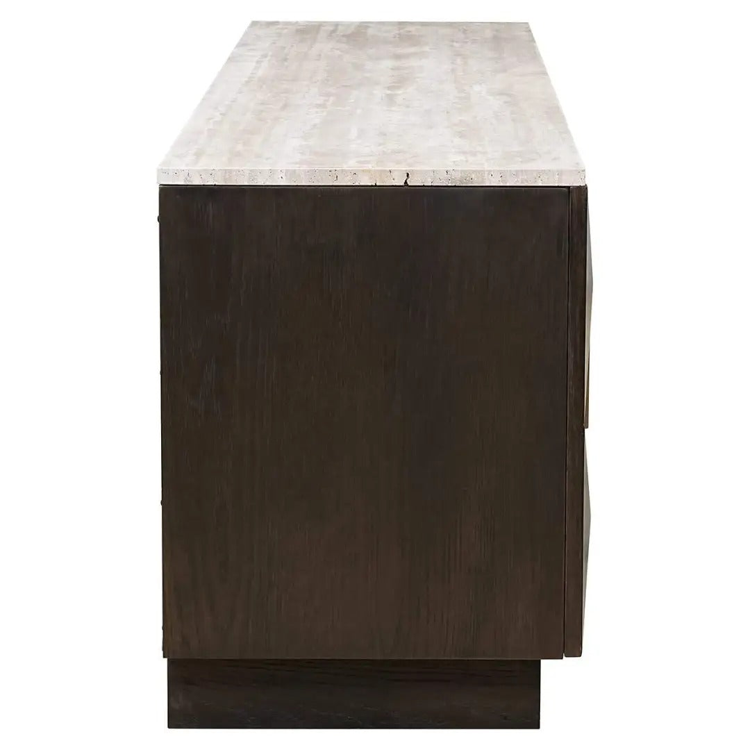RTV-Sideboard CLAREMONT braun mit beigem Tischplatte