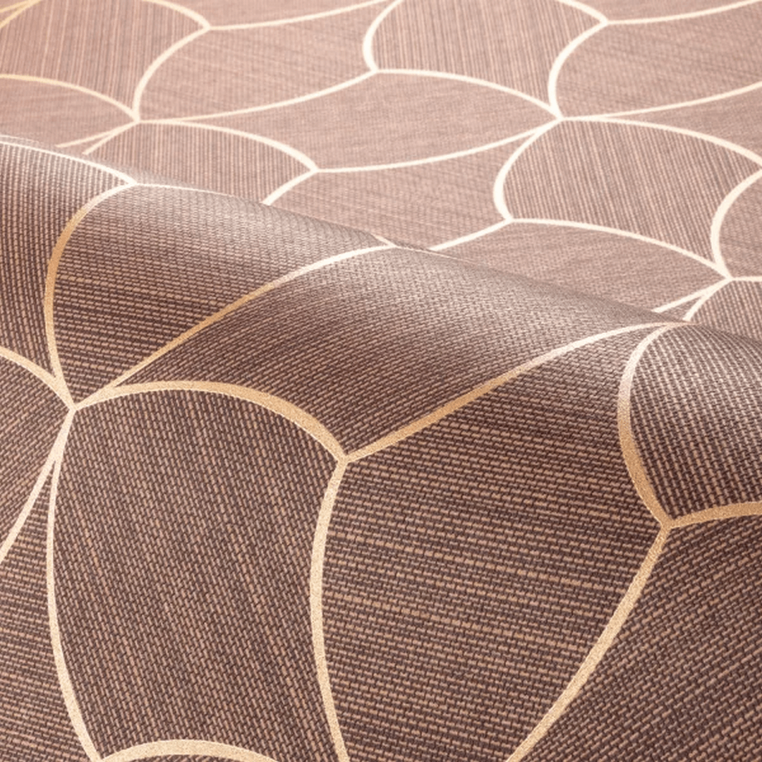 Strukturierte Tapete, die geflochtenes Material mit metallic Effekt imitiert TRESSANA - POURPRE/CUIVRÉ braun