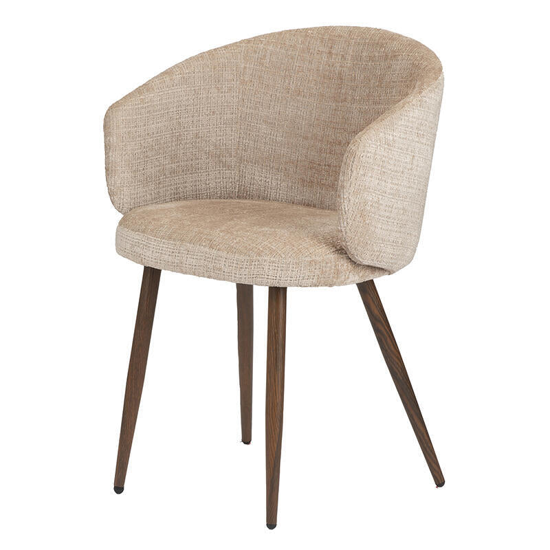 LUNA Chair in Cream Beige with Dark Wooden Base