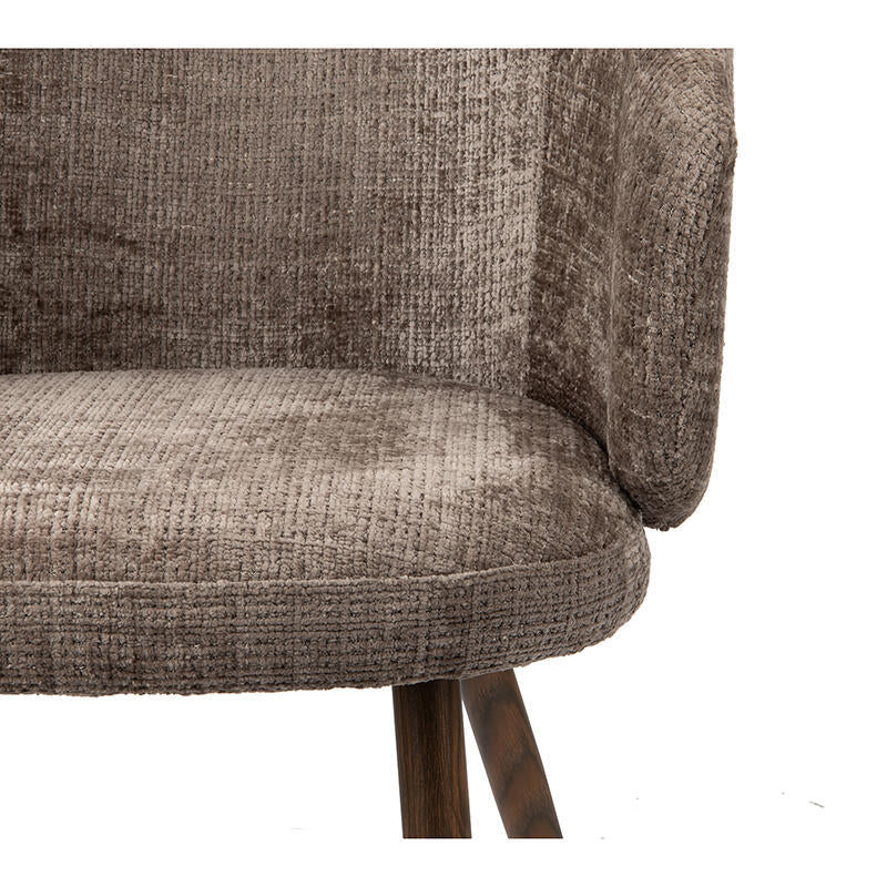 Stuhl LUNA taupe mit dunklem Holzgestell