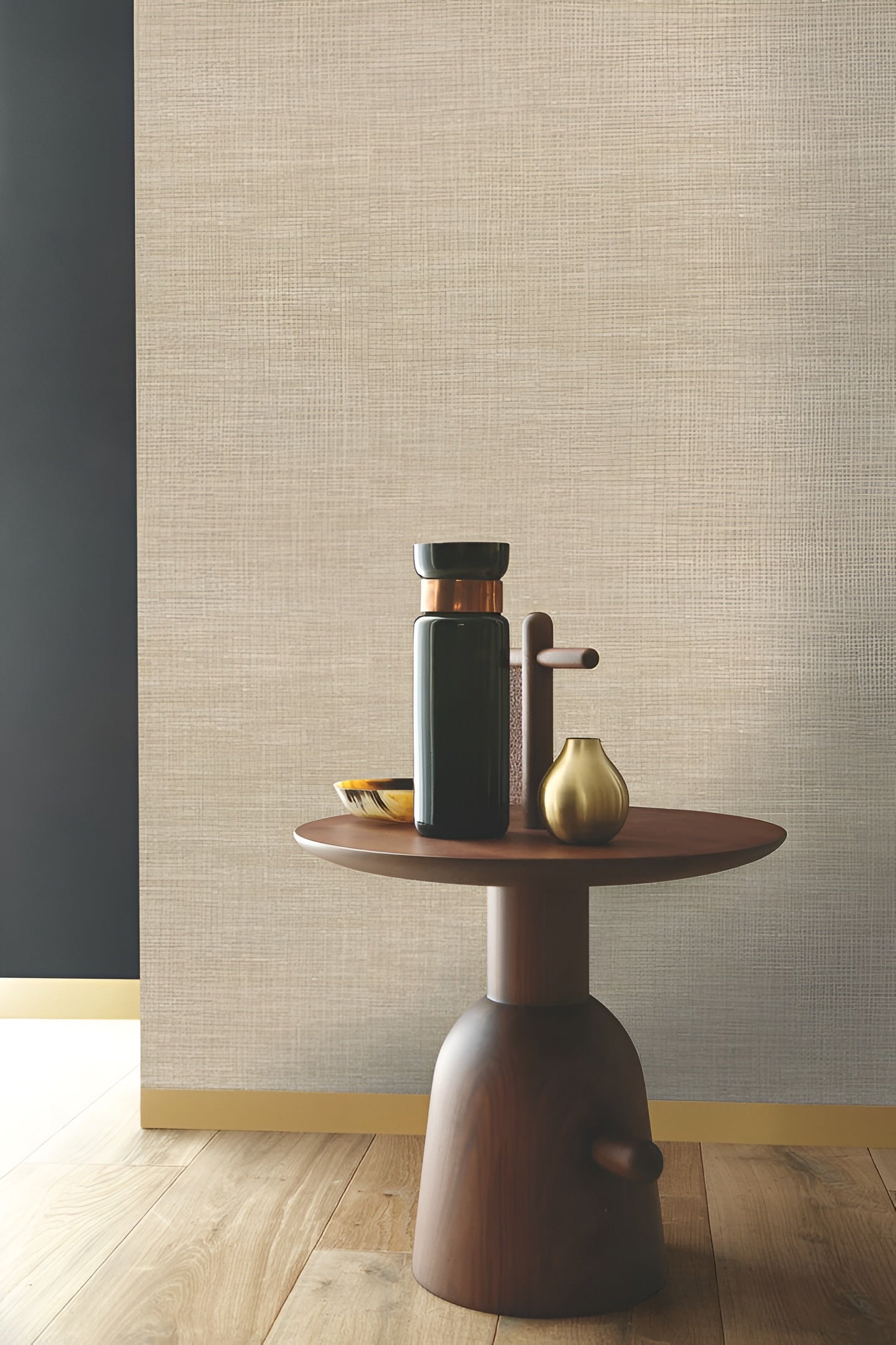 Structural wallpaper resembling linen canvas SHINOK - SAVANE mustard