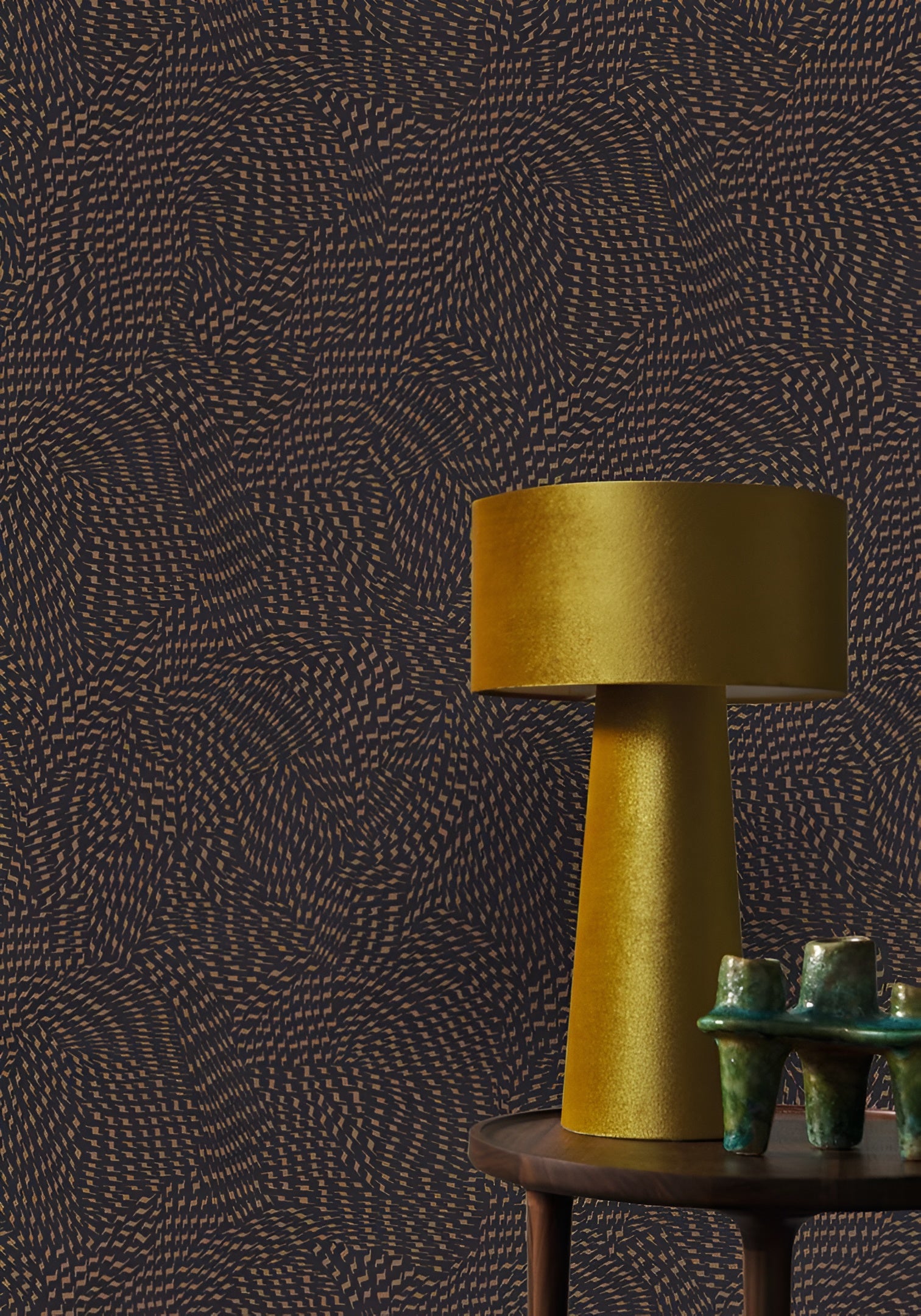 Tapete mit abstraktem Muster PASSY - NOIR/CAMEL schwarz mit beige