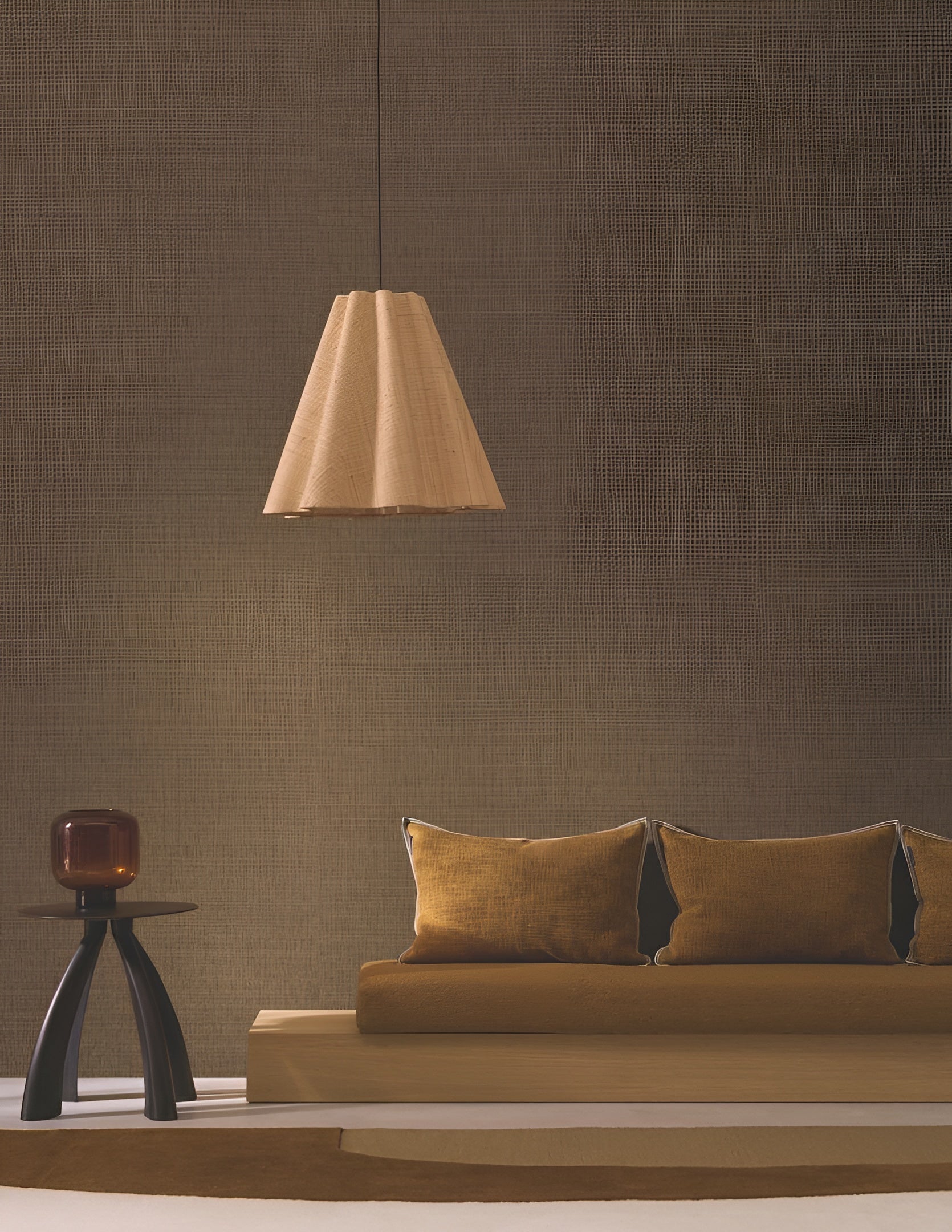 Strukturierte Tapete, die das Abaca-Gewebe imitiert - POURPRE dunkles Violett