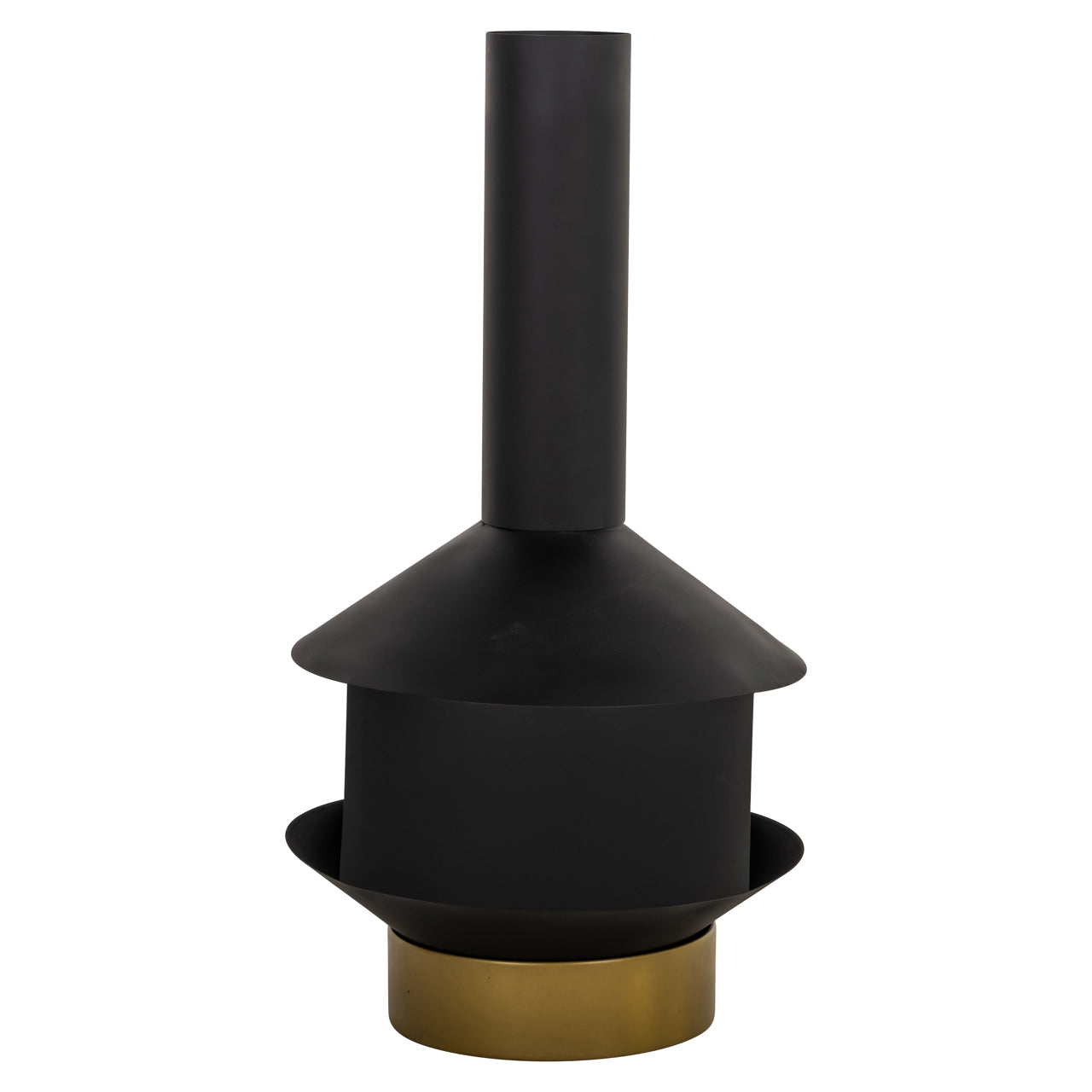 Gartenkamin QUINN schwarz mit goldenem Sockel