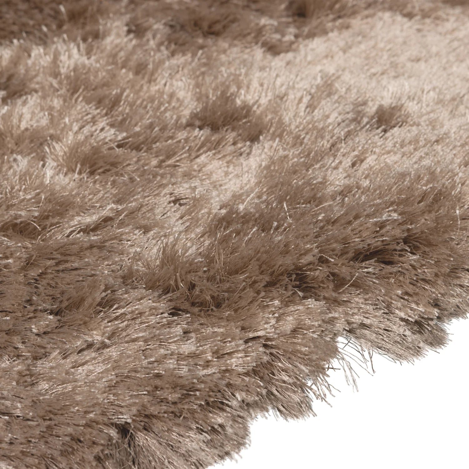Round carpet PRALINE beige with long pile
