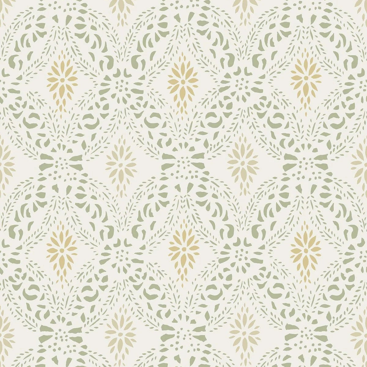 Vlies-Tapete mit geometrischem Muster KVARNHOLMEN weiß mit grün