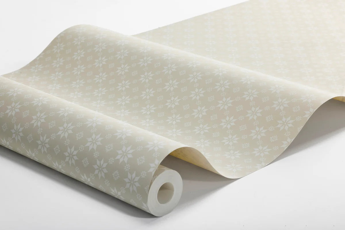 Vlies-Tapete mit geometrischem Muster STELLA in Weiß mit Beige