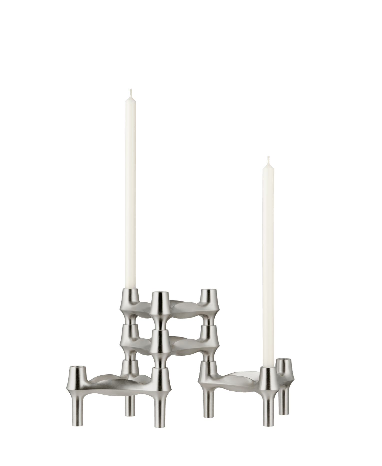 Set von Kerzenhaltern BMF gebürstetes Chrom