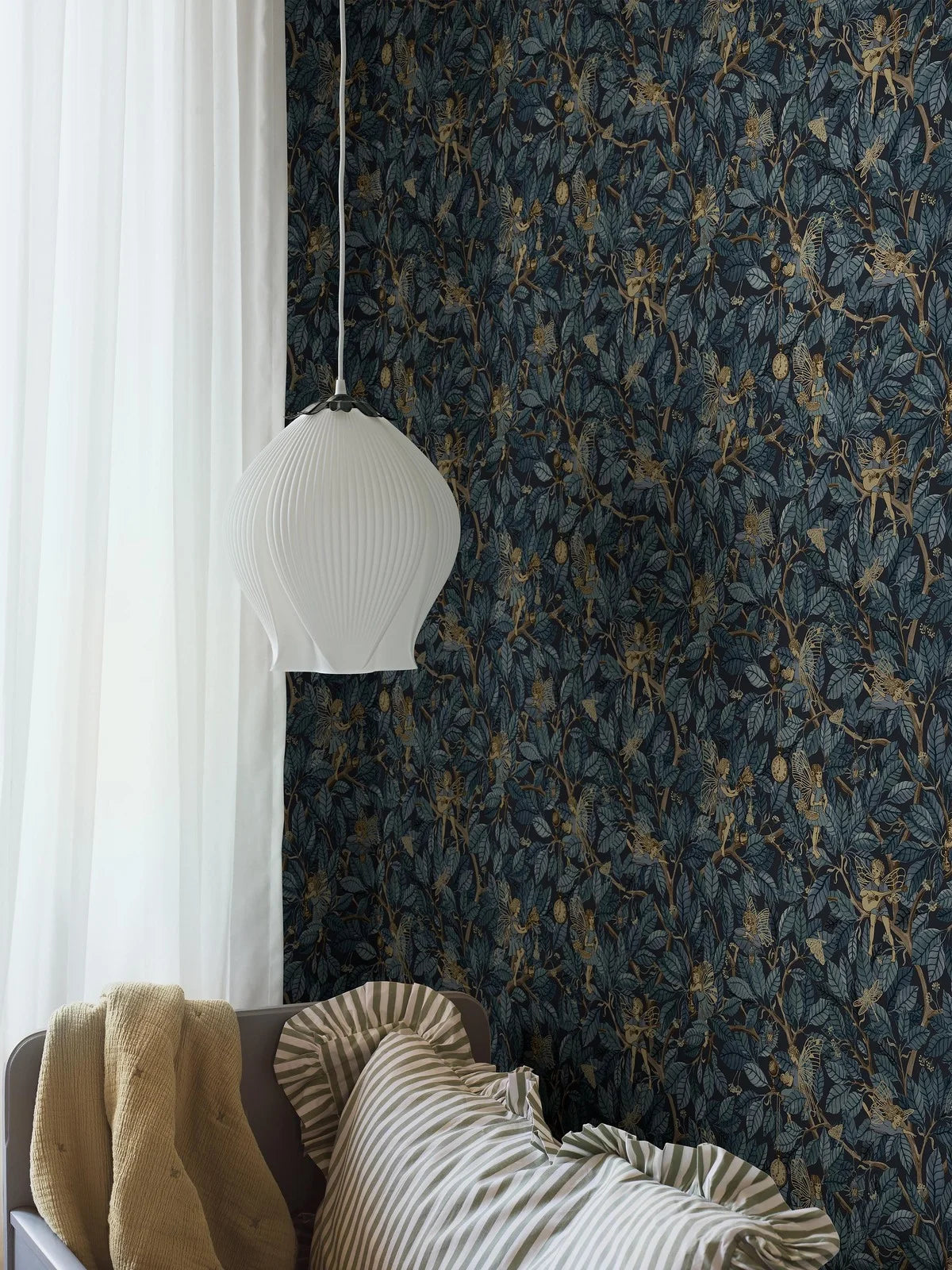 Children's wallpaper with a fairy tale fairy motif FAIRIES dark blue