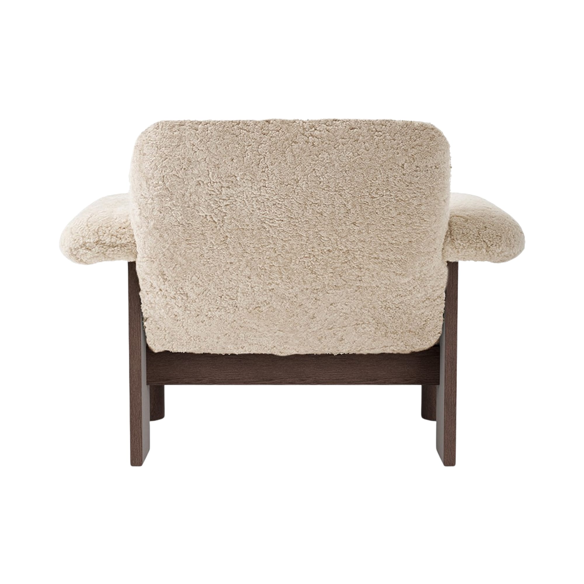 BRASILIA Armchair in Sheepskin with Dark Oak Base