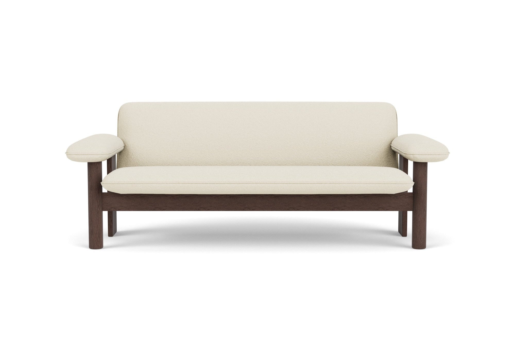 Sofa BRASILIA creme mit dunklem Eichenfuß