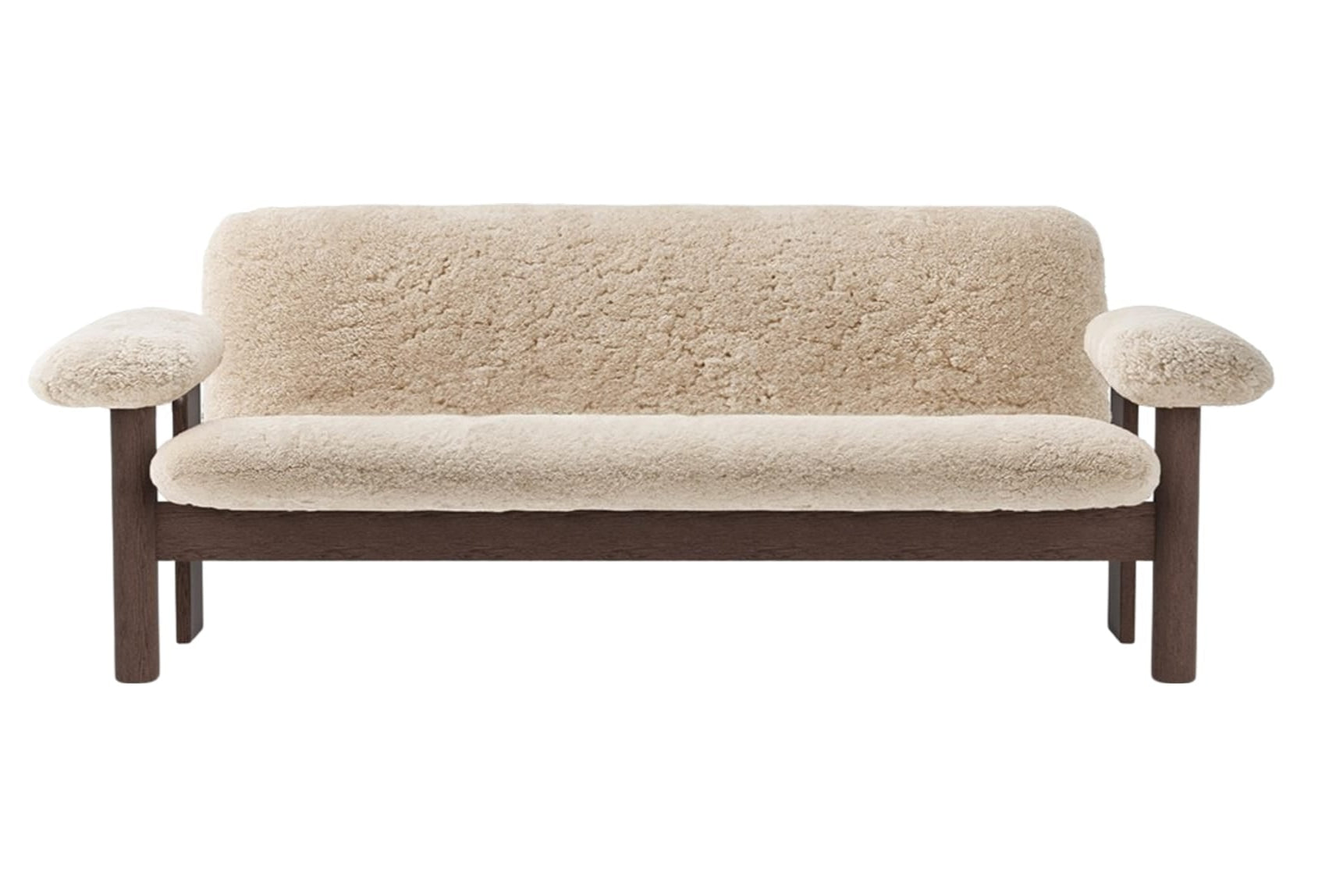 Sofa BRASILIA Schafsleder mit dunkler Eichenbasis