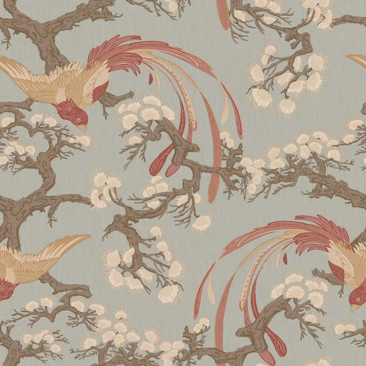 Tapete mit pflanzlichem und tierischem Motiv FENIX blau