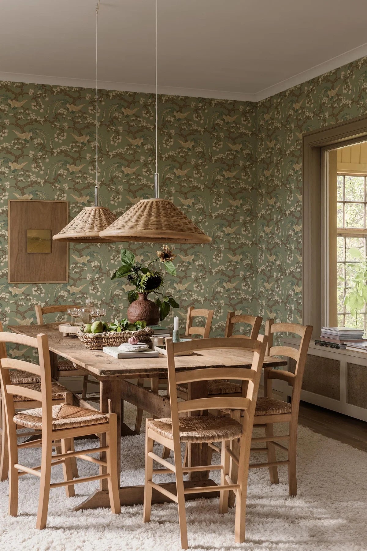 Tapete mit pflanzlichem und tierischem Motiv FENIX grün