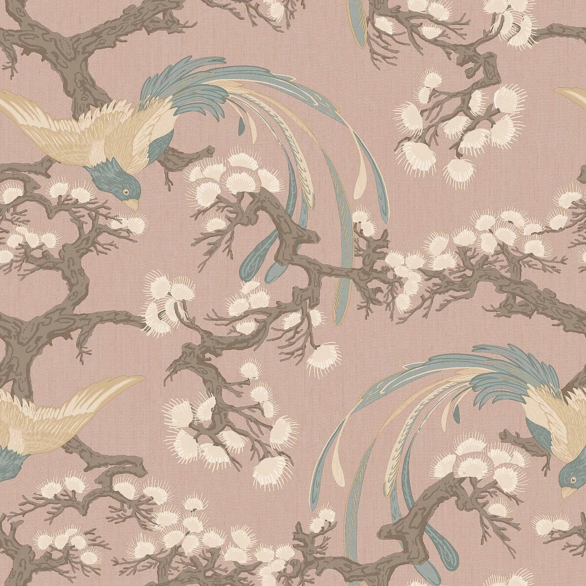 Tapete mit pflanzlichem und tierischem Motiv FENIX rosa