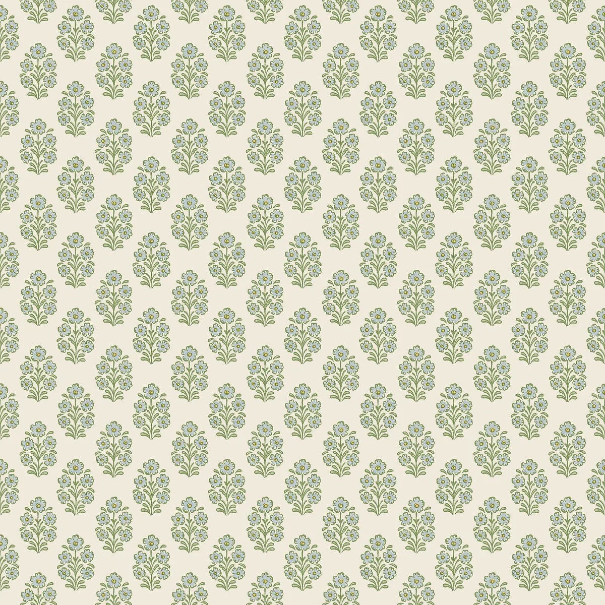 SIBYLLA Cream Floral Pattern Wallpaper with Blue