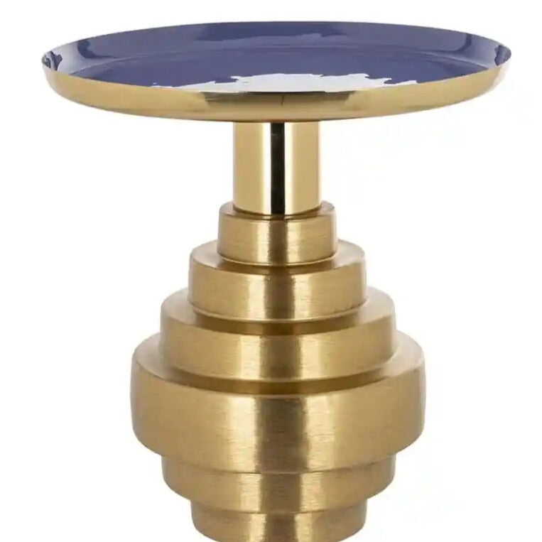 Beistelltisch RENAO blauer Tischplatte mit Gold