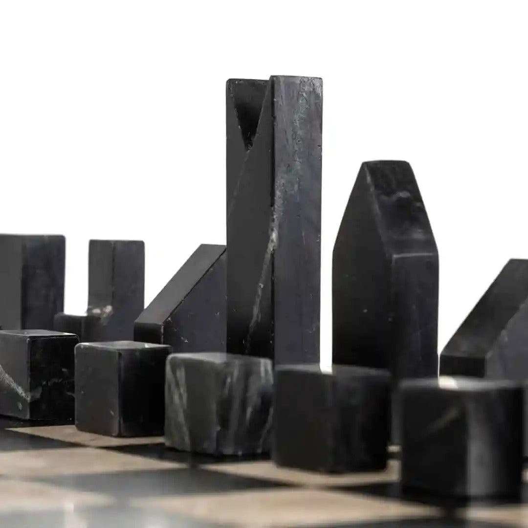 Beistelltisch mit eingebautem Schachbrett DAVOS schwarz