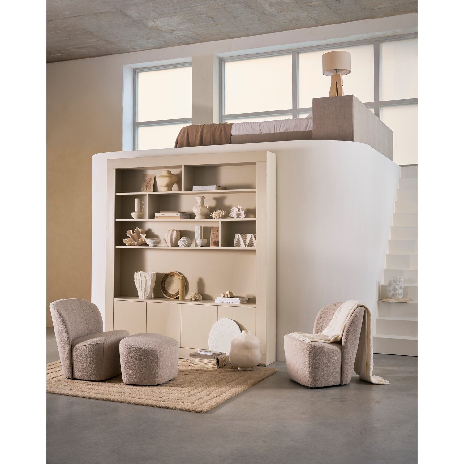 LOFTY Armchair in Gray Bouclé