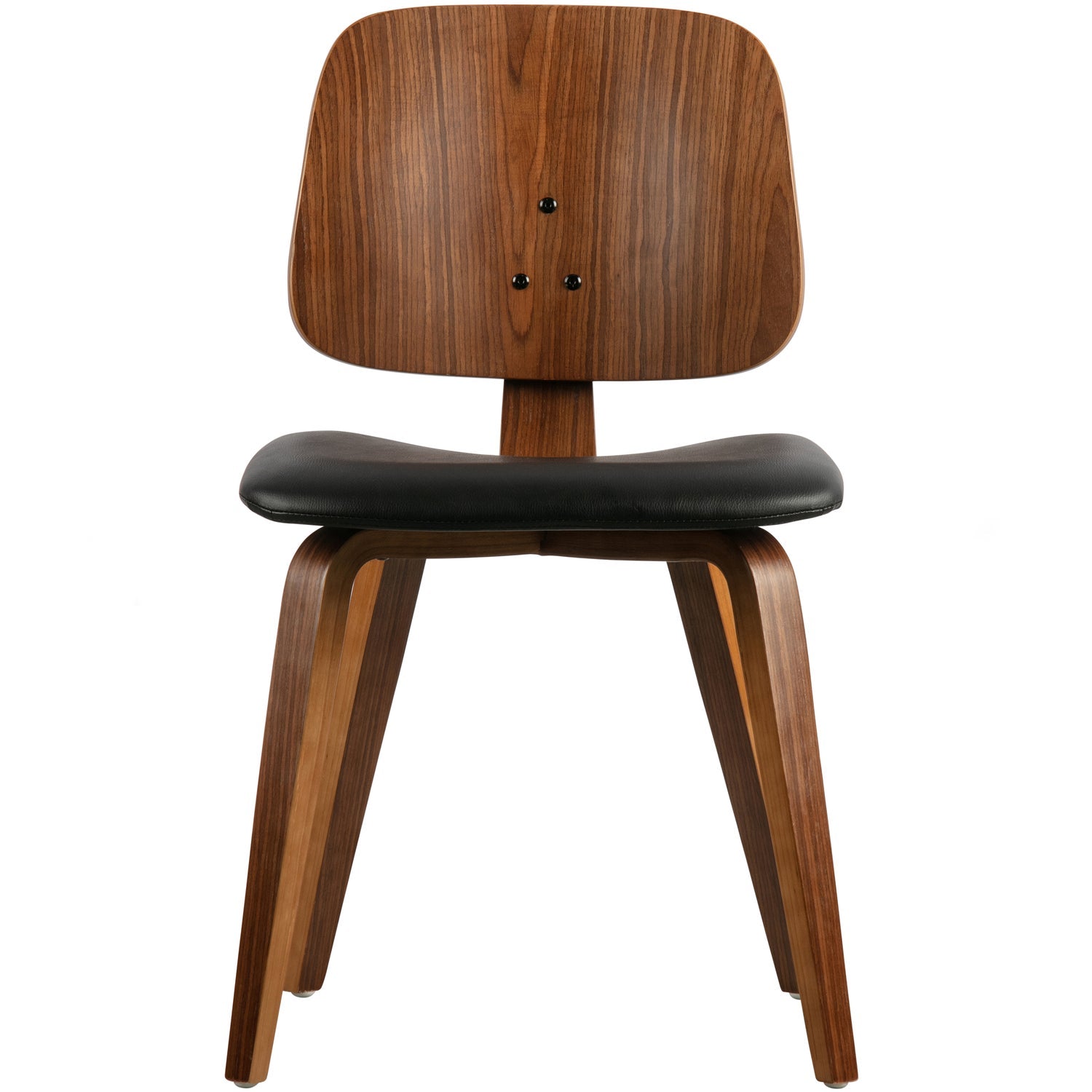Stuhl CLASSIC Nussfurnier mit schwarzem Kunstleder
