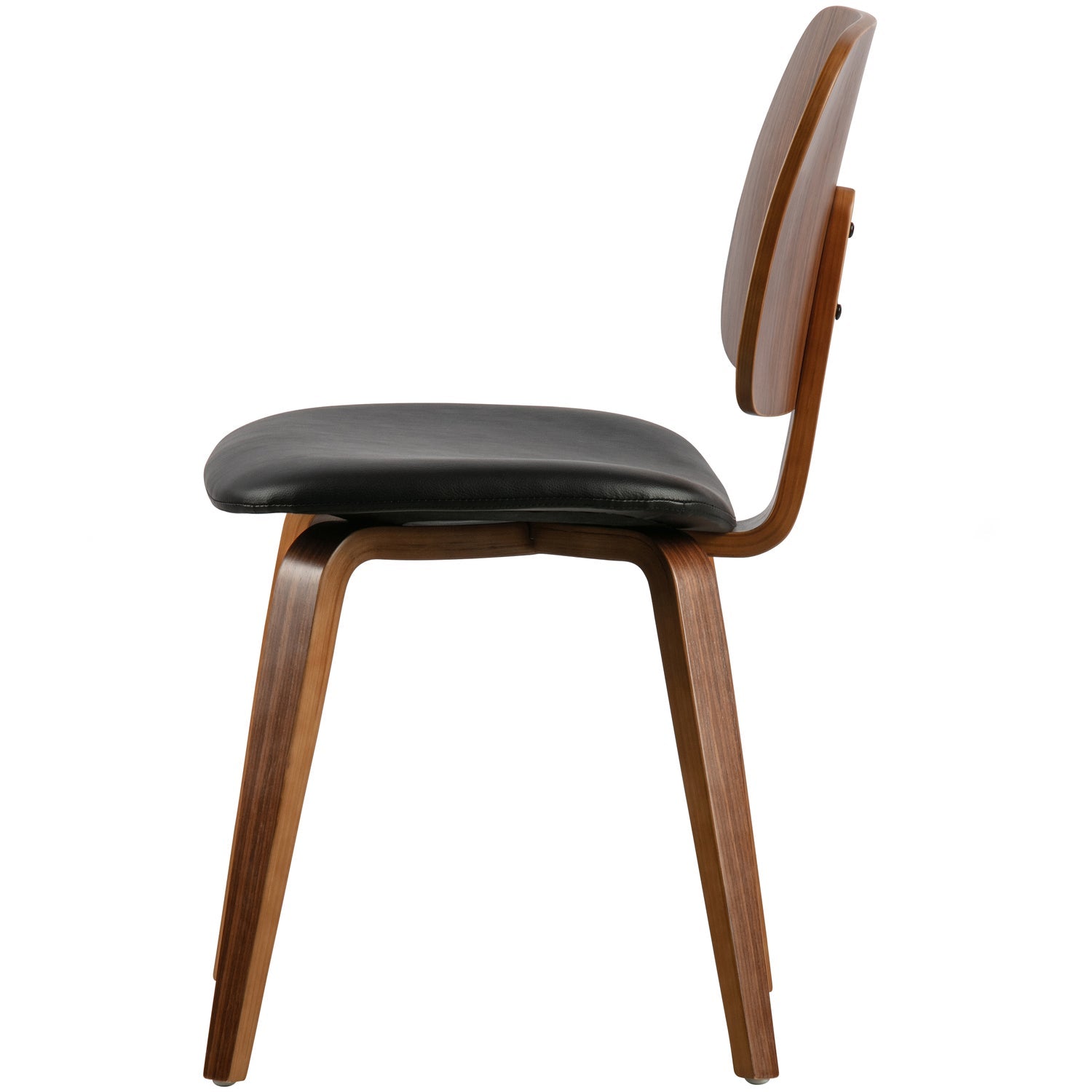 Stuhl CLASSIC Nussfurnier mit schwarzem Kunstleder