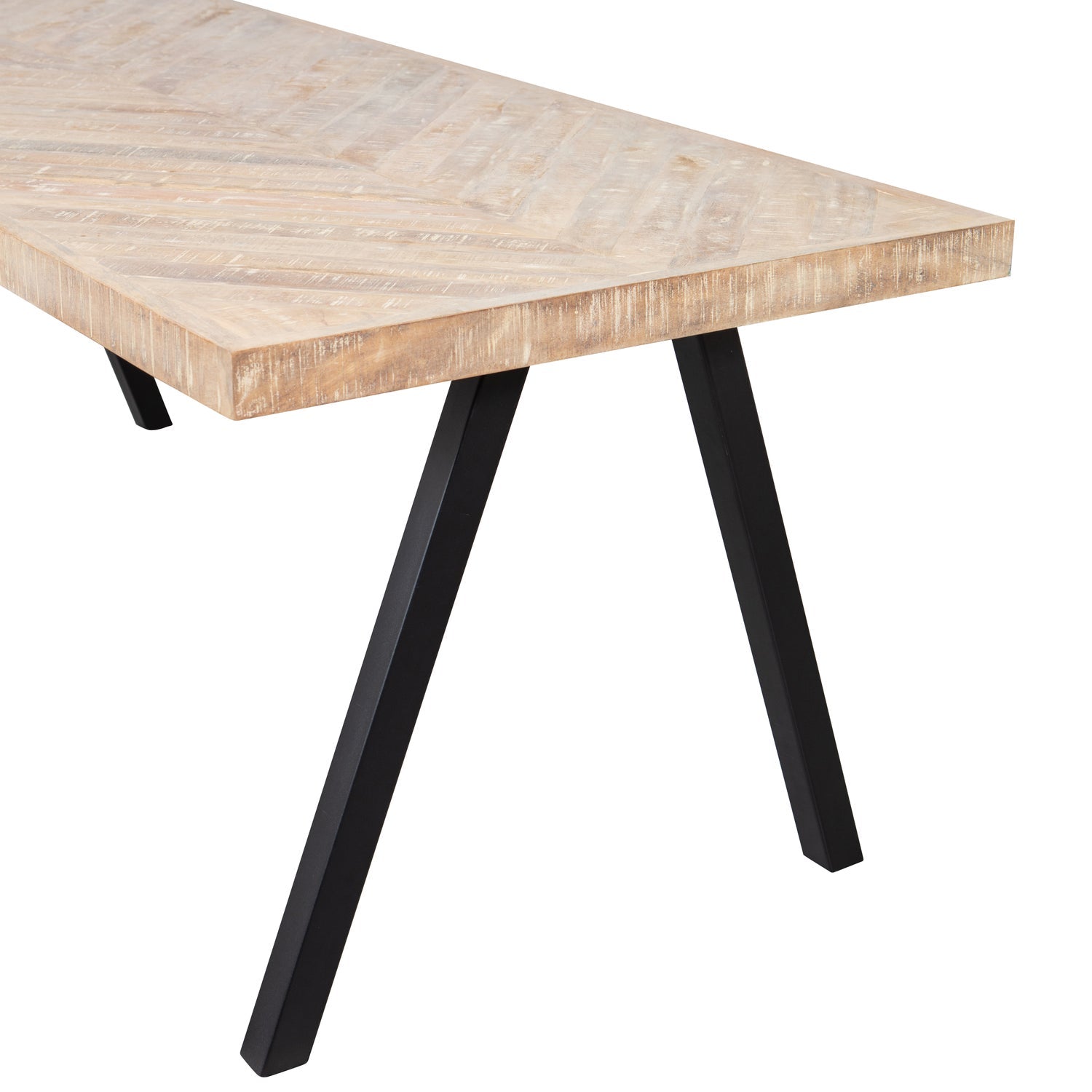 TABLO herringbone table made of mango wood with a V-shaped base