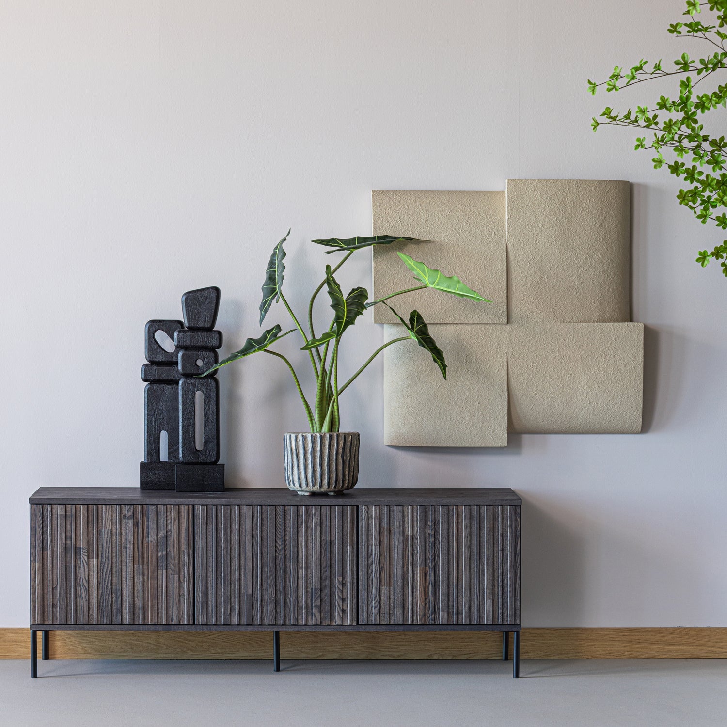 NEW GRAVURE TV Cabinet dark brown ash veneer