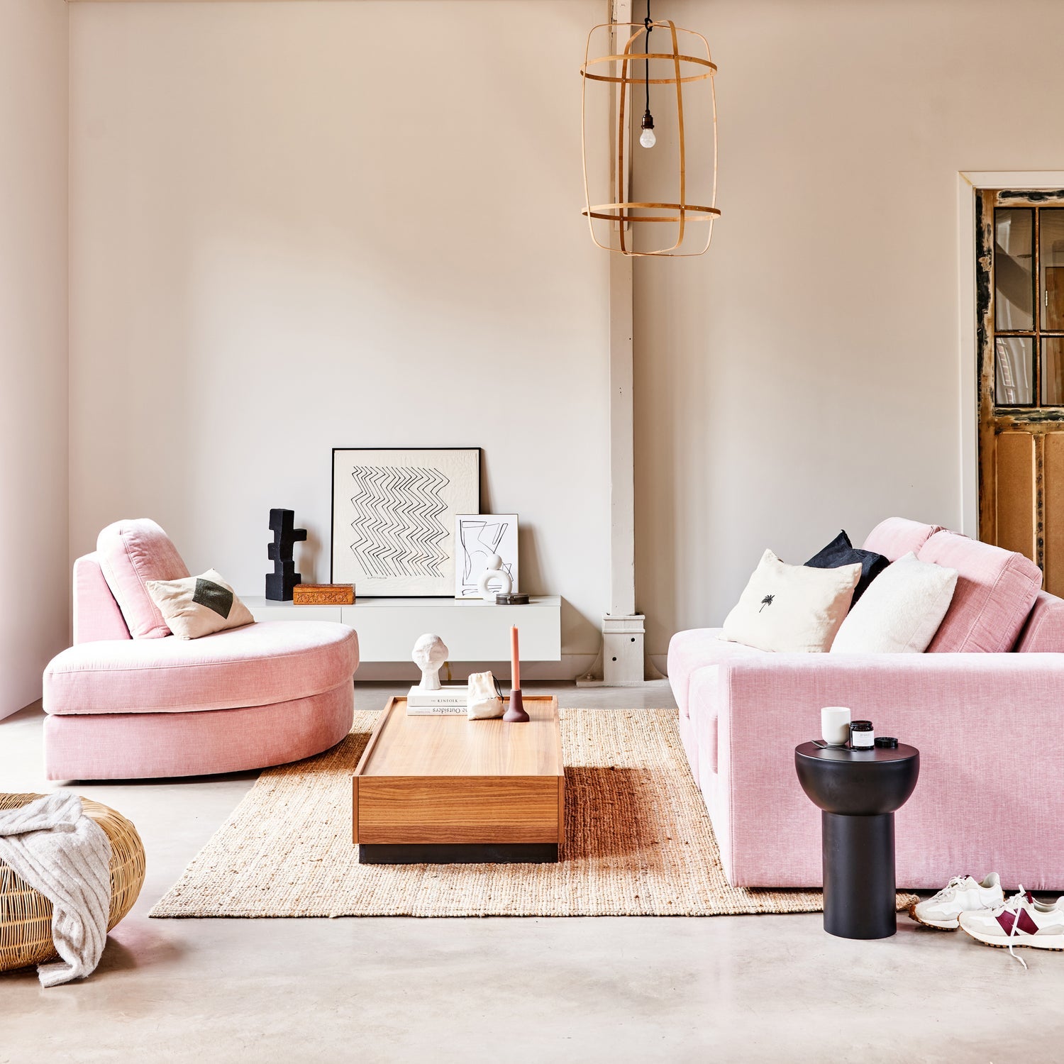 Sofa FAMILY - offenes Modul linksseitig rosa