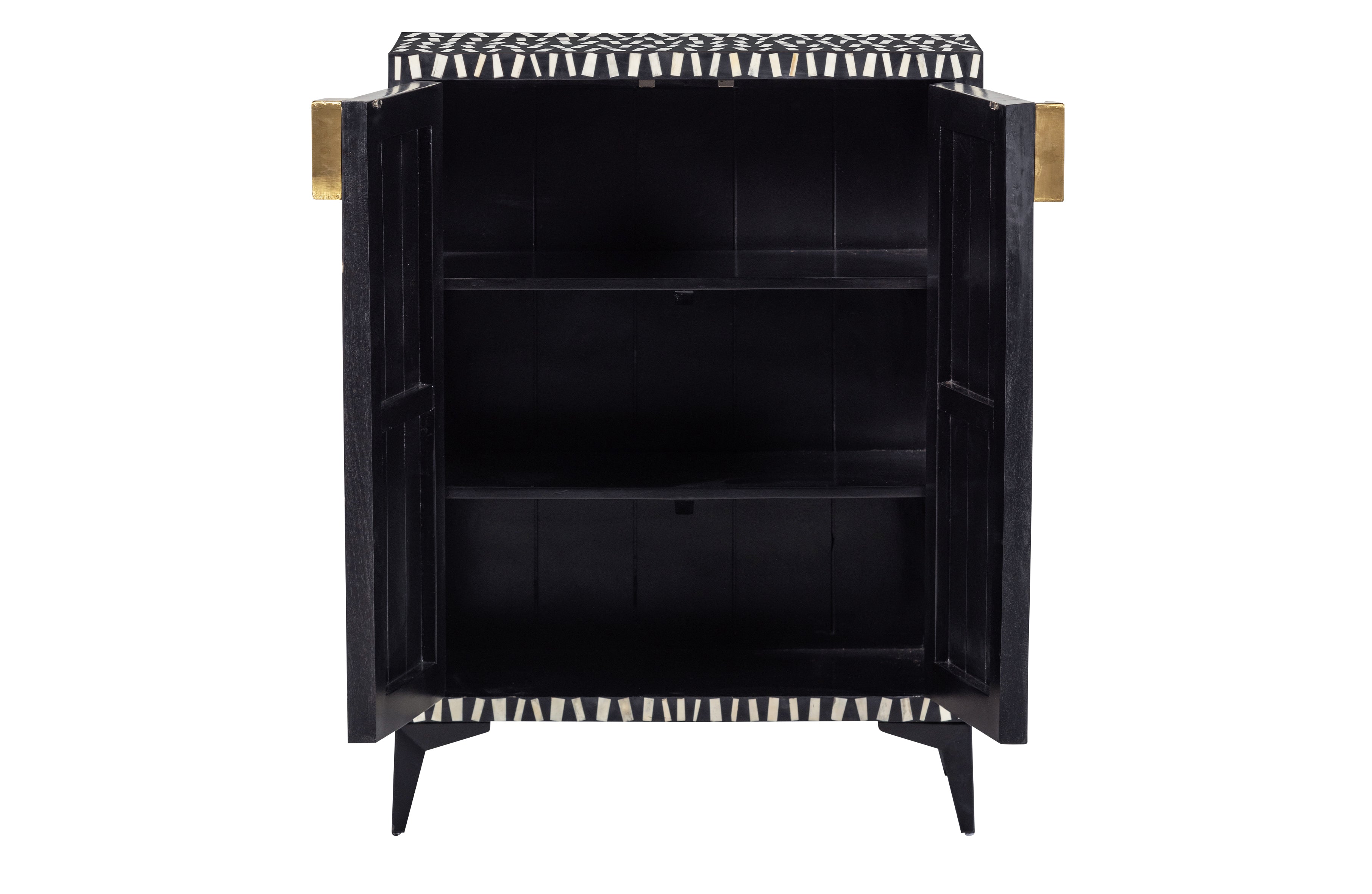 Menne black chest of drawers with white