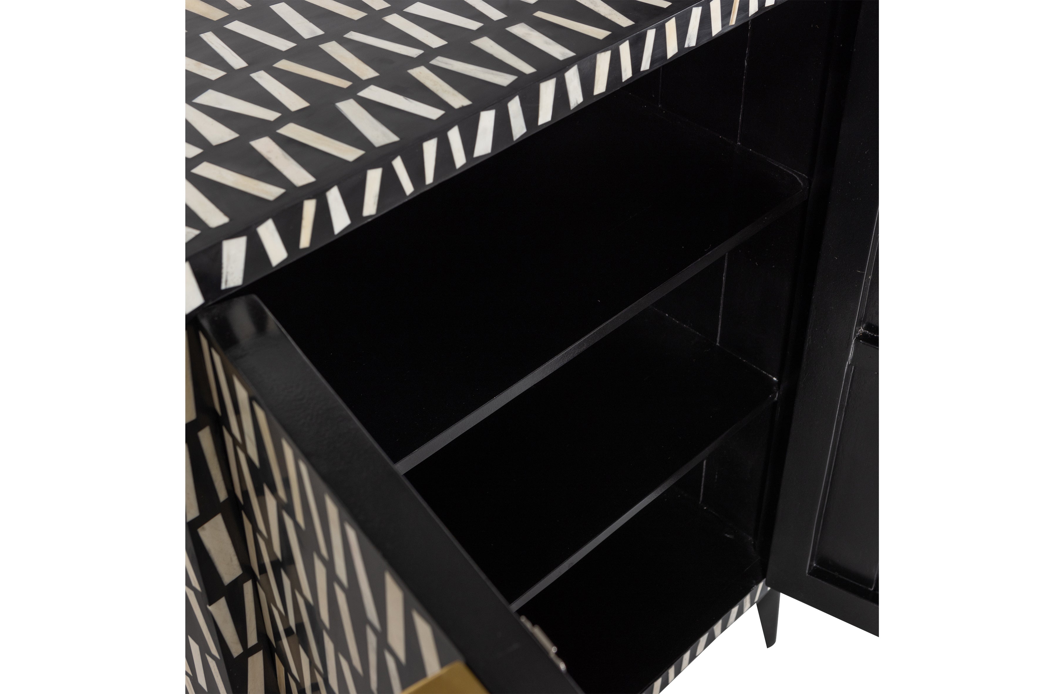 Menne black chest of drawers with white