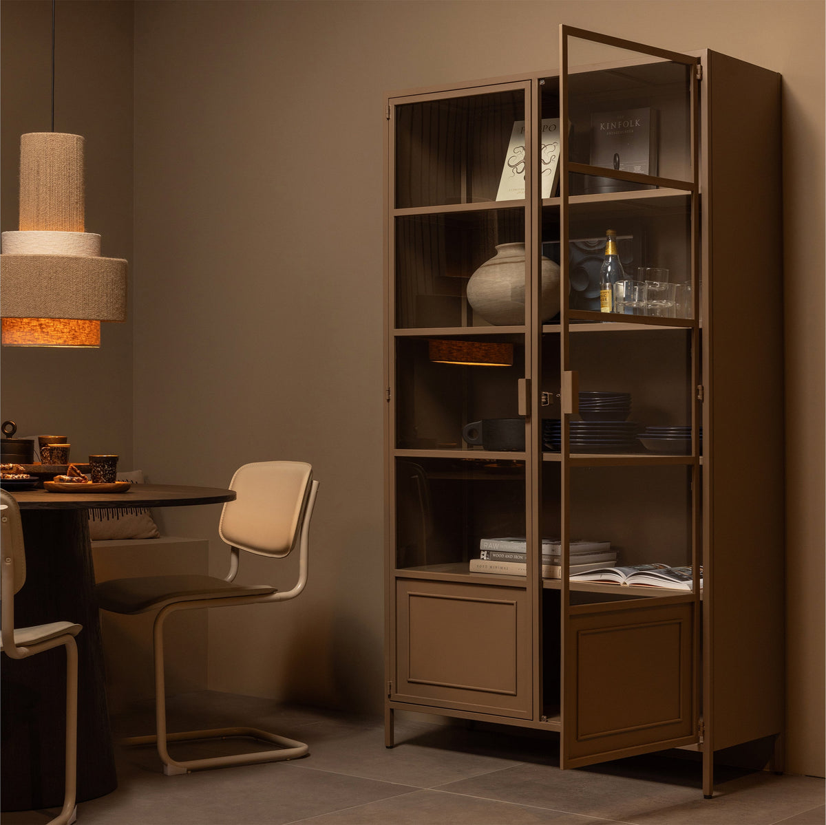 Hängelampe PELLE beige Schnur