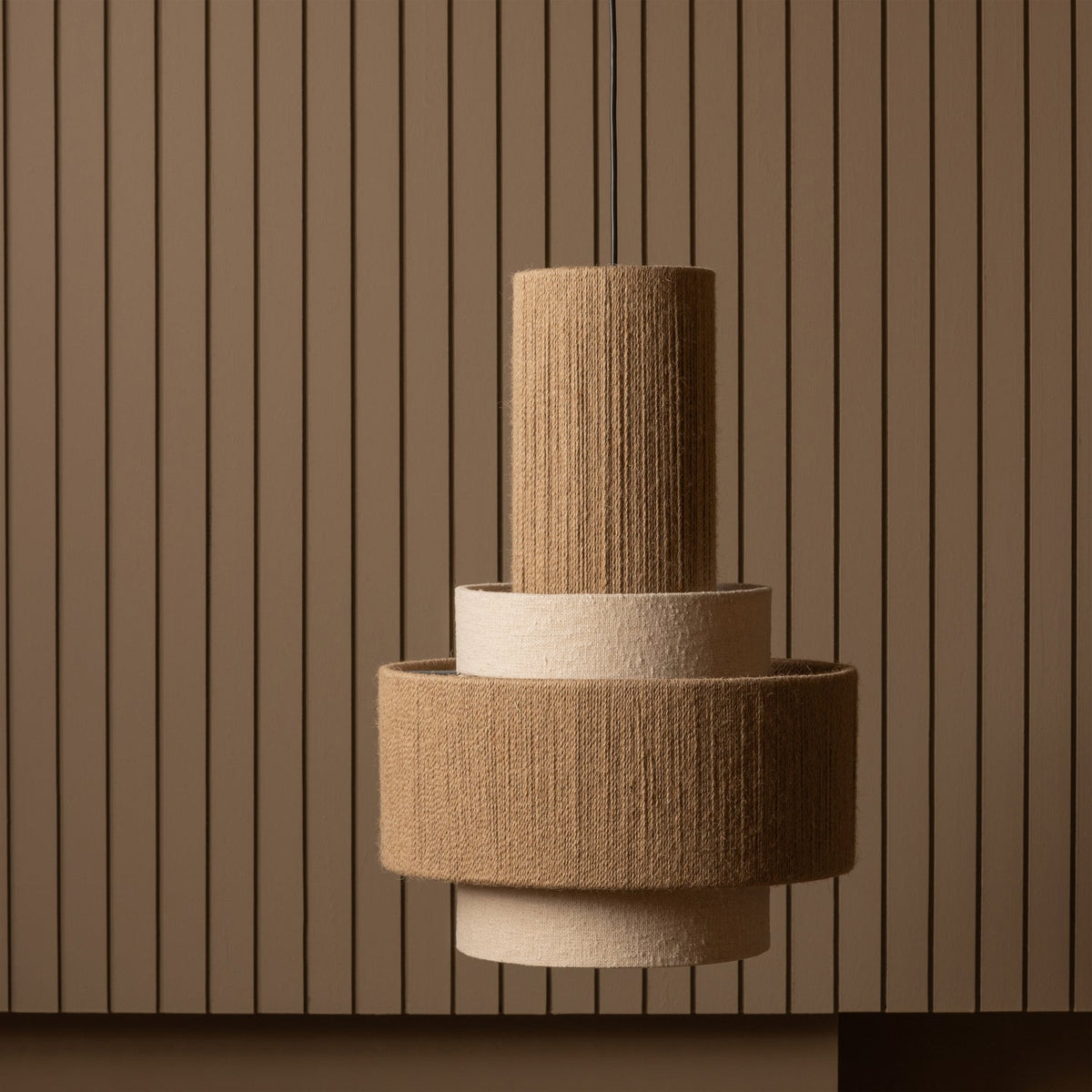 Hängelampe PELLE beige Schnur