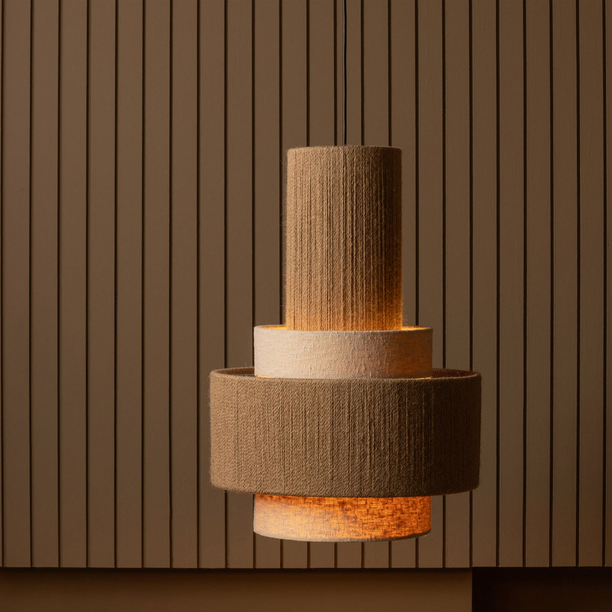 Hängelampe PELLE beige Schnur