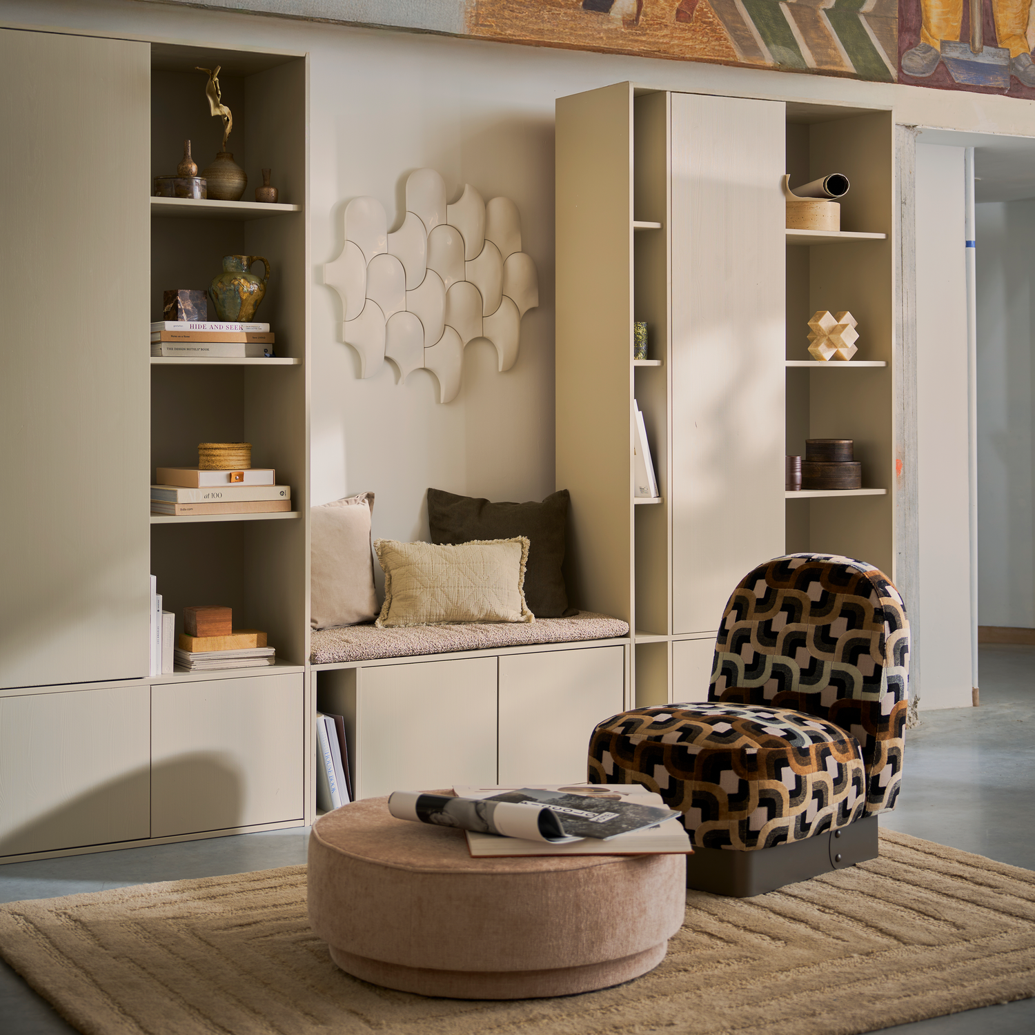 Pearl Pouf Beige Mélange