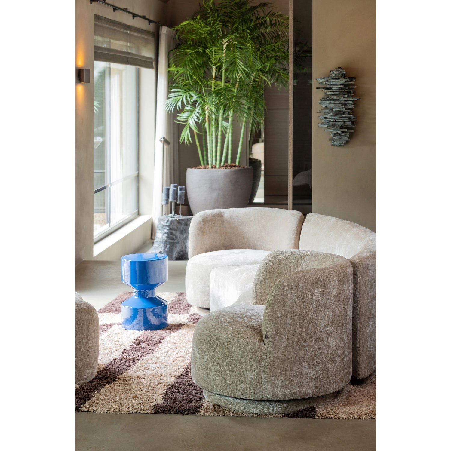 FAFA brown long pile rug with beige