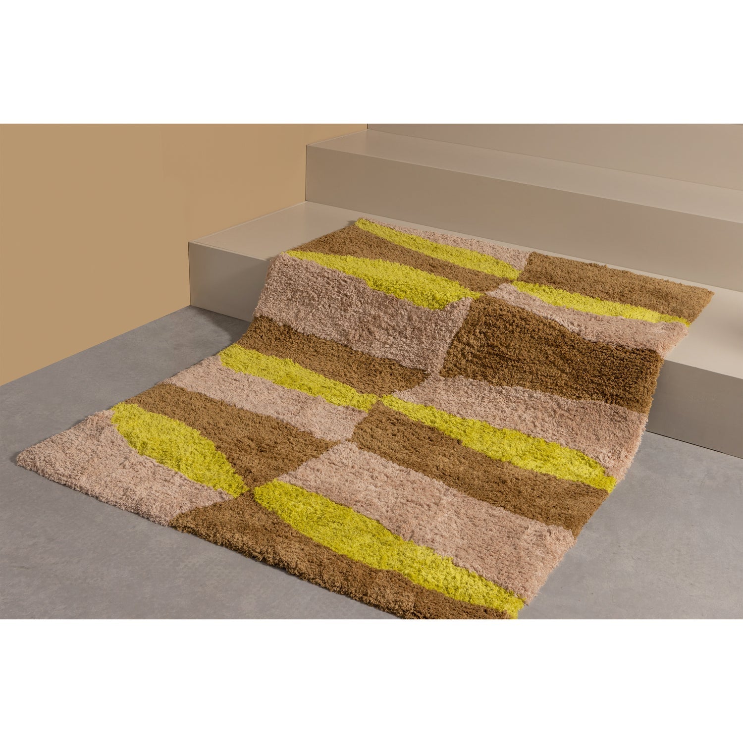 MUSA Beige Long-Pile Carpet with Lime