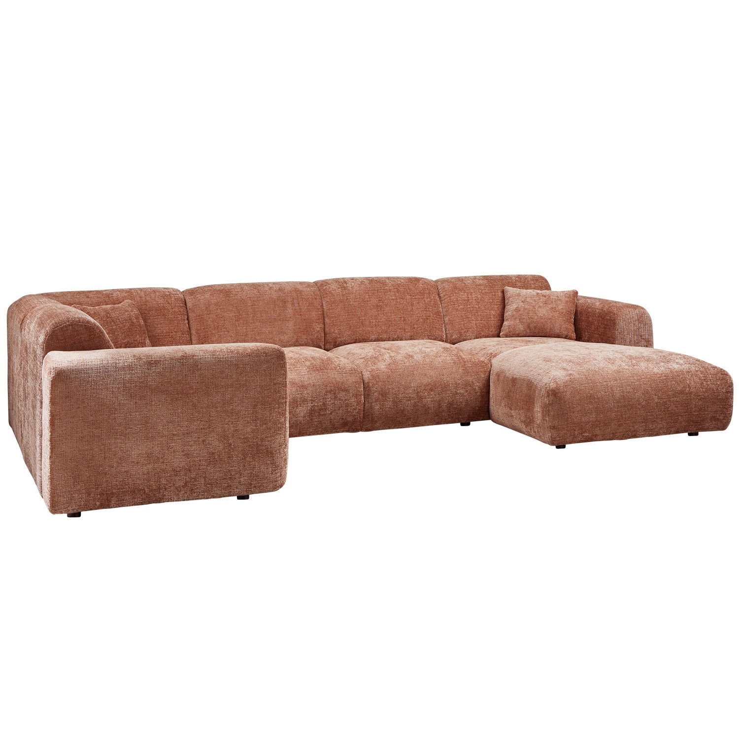 Left-facing panoramic corner sofa CLOUD terracotta