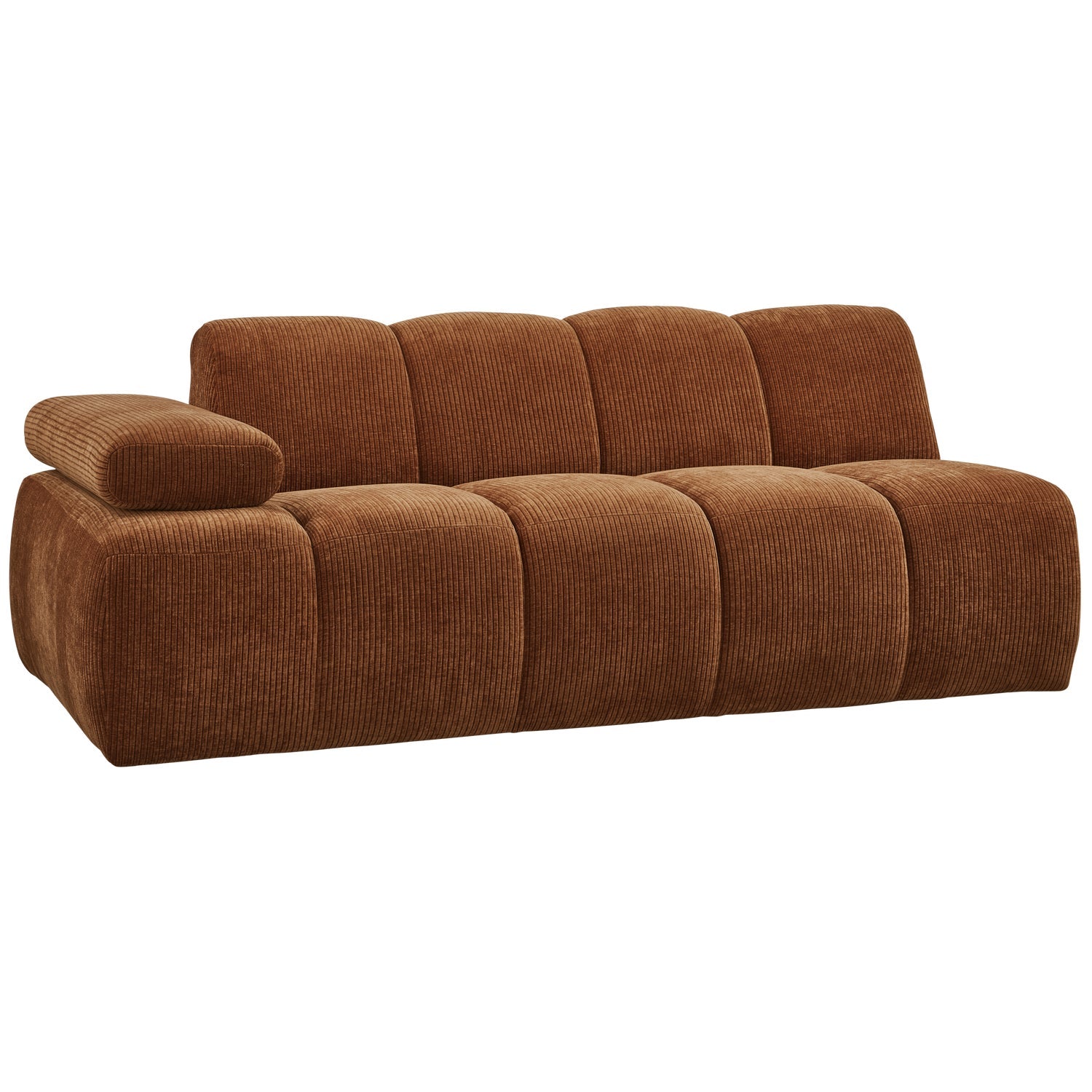 MOJO Modular Sofa - Left-Side Two-Seater in Rusty Brown Corduroy