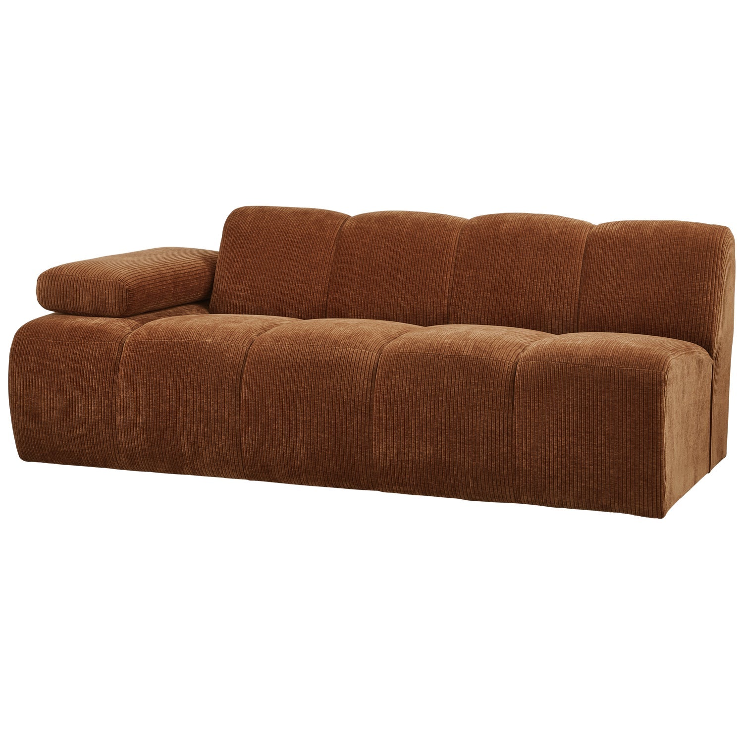 MOJO Modular Sofa - Left-Side Two-Seater in Rusty Brown Corduroy