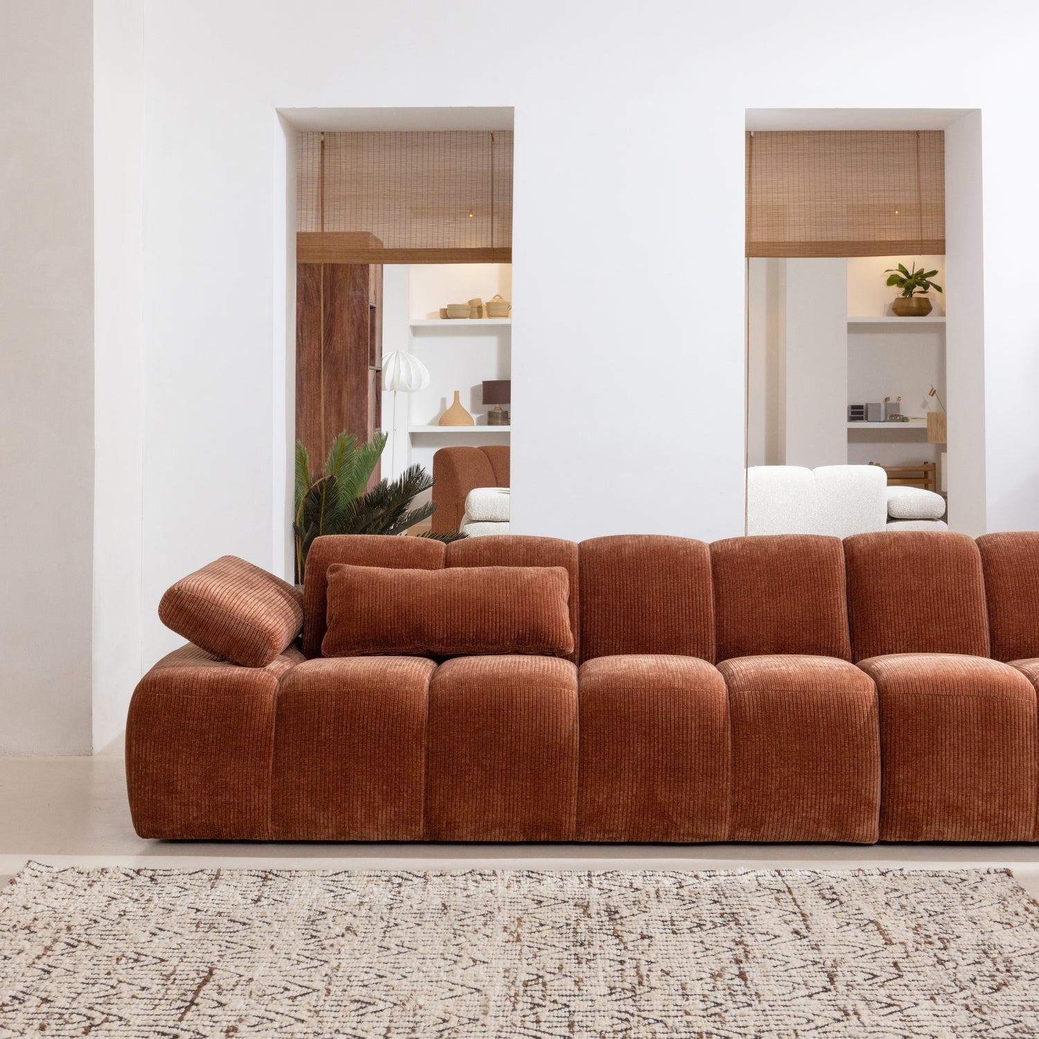 MOJO Modular Sofa - Left-Side Two-Seater in Rusty Brown Corduroy
