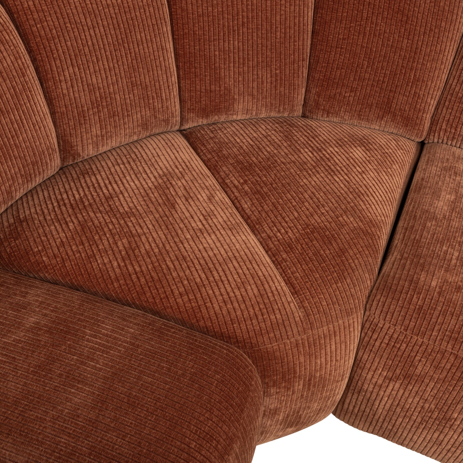 Left-facing modular sofa for 6 people MOJO rust brown corduroy