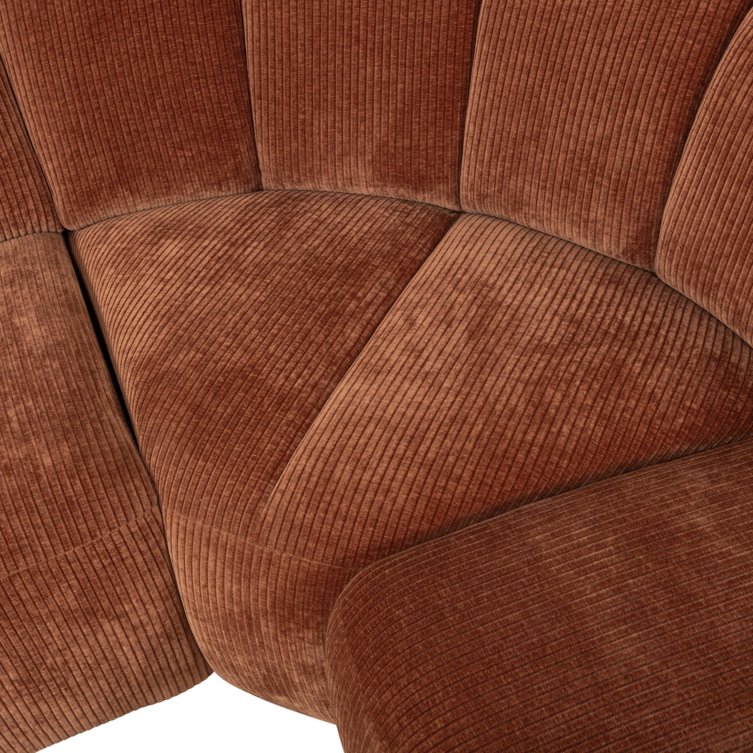 Right-facing modular corner sofa for 6 people MOJO rust brown corduroy
